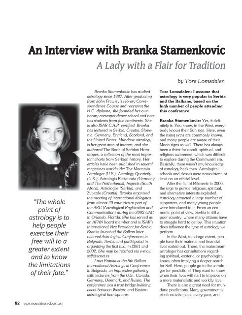 An Interview with Branka Stamenkovic - Tore Lomsdalen