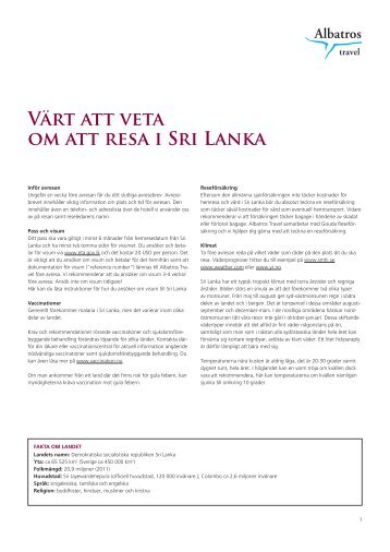 Värt att veta om att resa i Sri Lanka - Albatros Travel