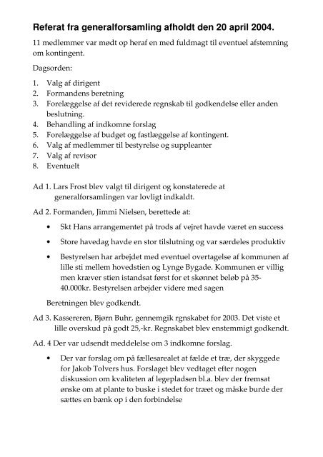 Referat 2004 - Grundejerforeningen Lynge Nord