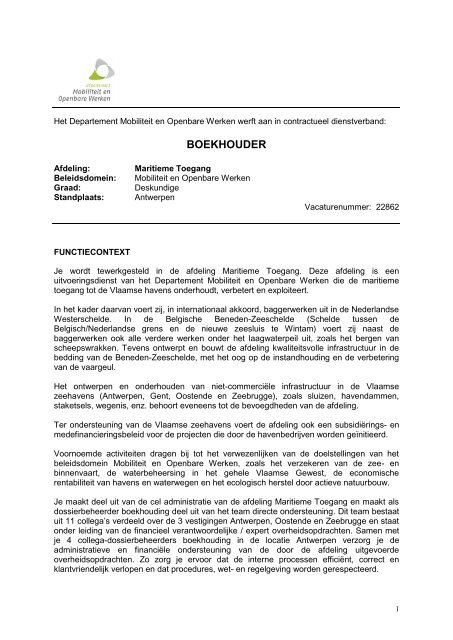 Boekhouder Mobiliteit En Openbare Werken