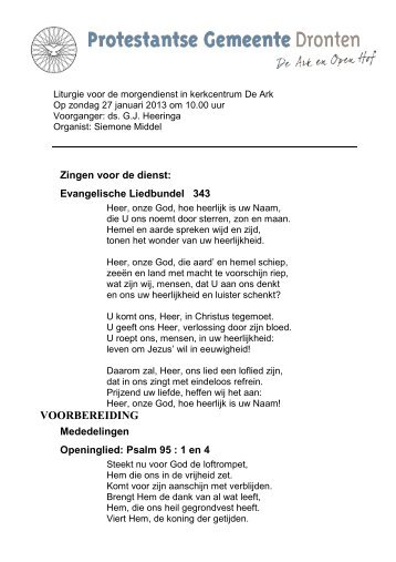 liturgie van deze dienst - Protestantse Gemeente Dronten