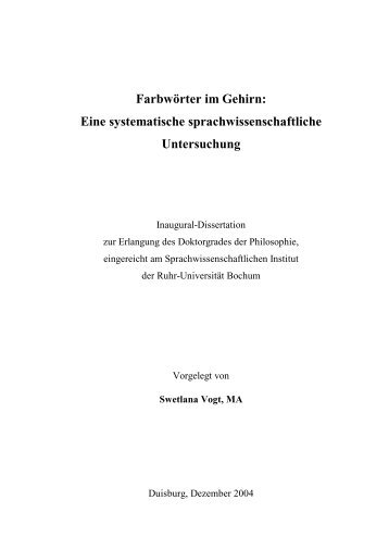 Farbwörter im Gehirn: Eine systematische sprachwissenschaftliche ...