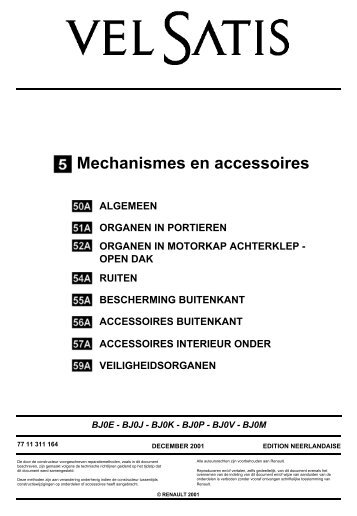 organen in motorkap achterklep - open dak - Renault Vel Satis