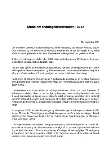 Aftale om redningsberedskabet i 2012 - Beredskabsstyrelsen