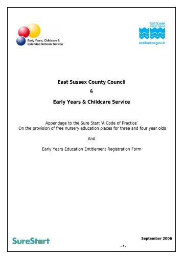 Appendix to the Sure Start code of practice - Czone - East Sussex ...