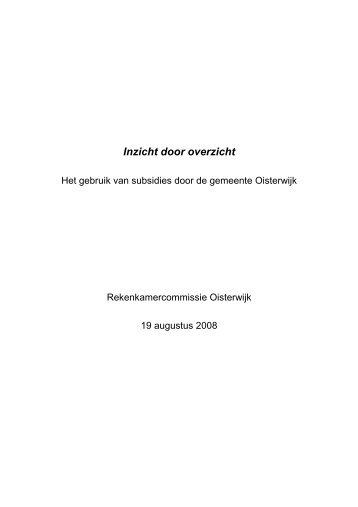 Inzicht door overzicht - Gemeente Oisterwijk