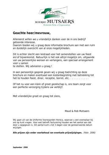 Geachte heer/mevrouw, - Boerke Mutsaers