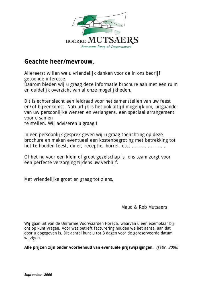 Geachte Heer mevrouw Wij Schrijven U In Het Kader Van Het 