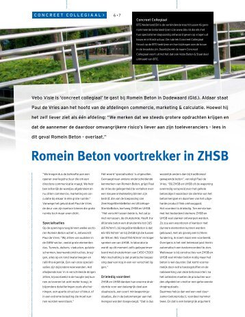 Romein Beton voortrekker in ZHSB - Vebo