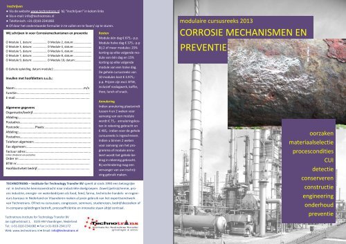 CORROSIE MECHANISMEN EN PREVENTIE - Technotrans