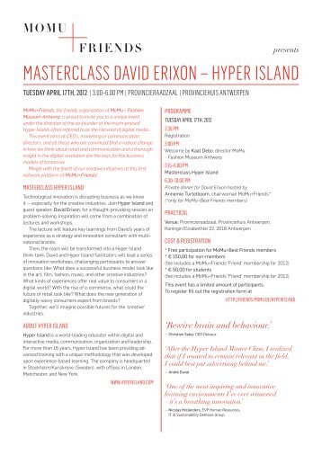 MASTERCLASS DAVID ERIXON – HYPER ISLAND