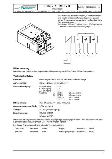 Relais 7FRS02D - Baer Gmbh