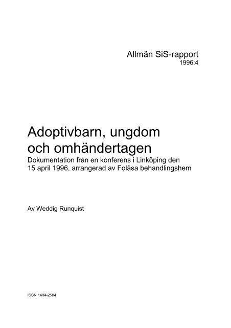 1996:4 Adoptivbarn, ungdom och omhändertagen - Statens ...