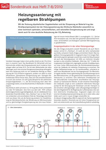 Heizungssanierung mit regelbaren Strahlpumpen