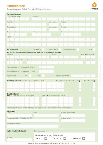 Statoil Firmakort søknadsskjema - Virke Pluss