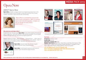 Opera Now media pack - Rhinegold Publishing