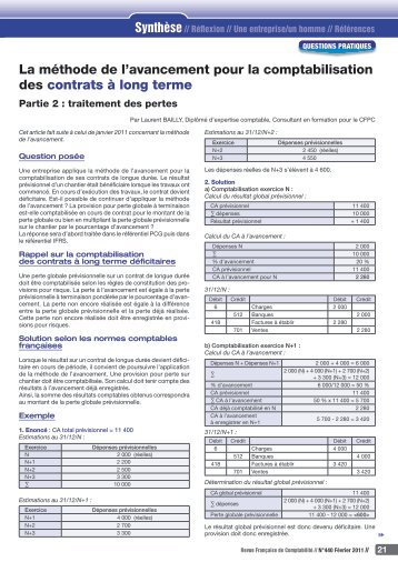 La méthode de l'avancement pour la comptabilisation ... - Focus PCG