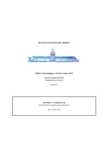 BULLETIN OFFICIEL DES ARMEES Edition Chronologique n°43 du ...