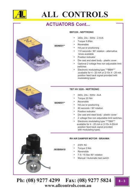 ALL CONTROLS ACTUATORS 08