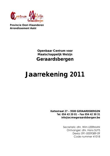 Jaarrekening 2012 - OCMW Geraardsbergen