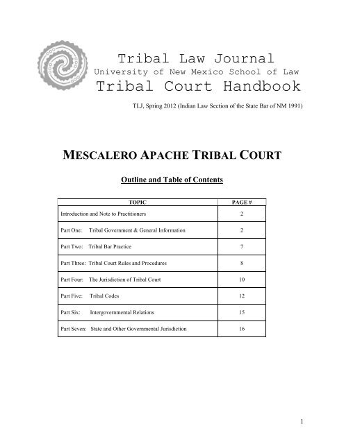 MESCALERO APACHE TRIBAL COURT - Tribal Law Journal ...