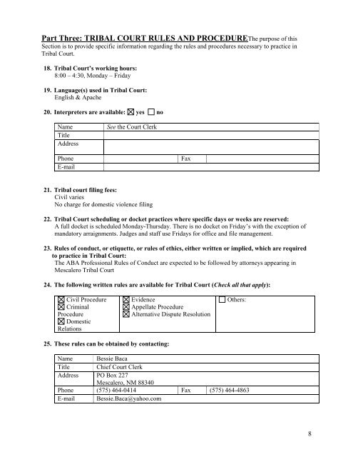 MESCALERO APACHE TRIBAL COURT - Tribal Law Journal ...