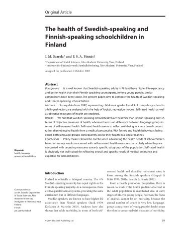 The health of Swedish-speaking and Finnish ... - Åbo Akademi