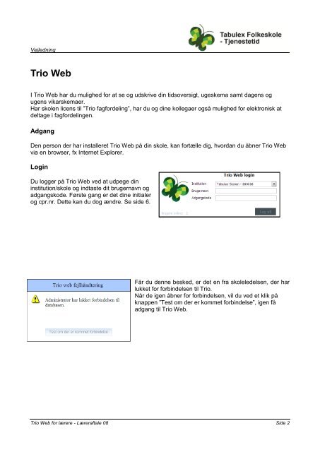 Trio Web for lærere - Læreraftale 08 - Tabulex