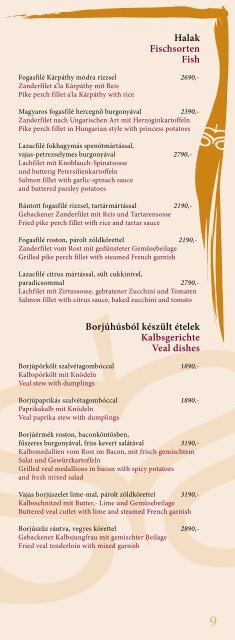 Hideg előételek Kalte Vorspeisen Cold Starters - Hotel Bassiana