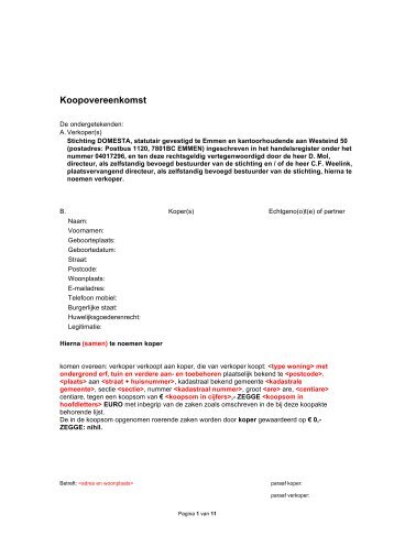 standaard koopcontract woning