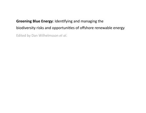 Greening Blue Energy - BioTools For Business