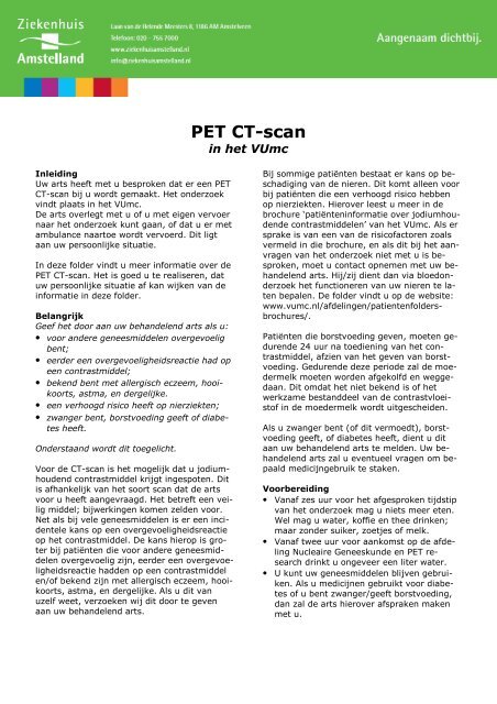 3003 Pet Ct Scan In Het Vumc Ziekenhuis Amstelland