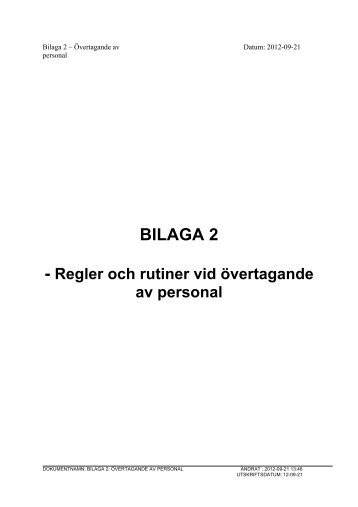 Bilaga 2 Regler och rutiner vid övertagande av personal