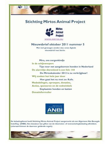 Mirtos Nieuwsbrief Oktober 2011 - Mirtos Animal Project
