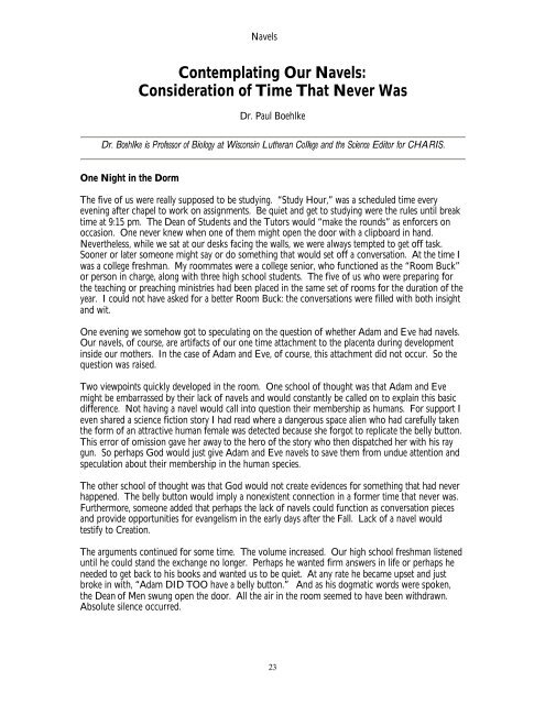 Contemplating Our Navels: Consideration of Time That Never Was
