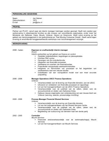 Voorbeeld chronologisch cv - Risicomanagement Academie