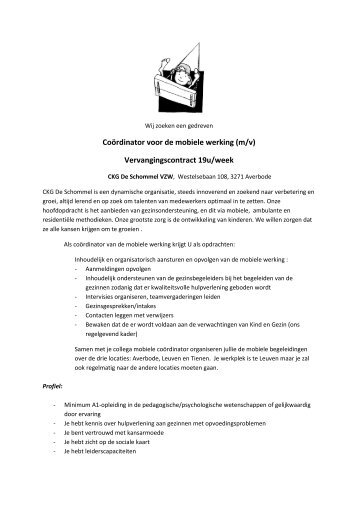 Vacature voor een halftijdse stafmedewerker resid - CKG De ...