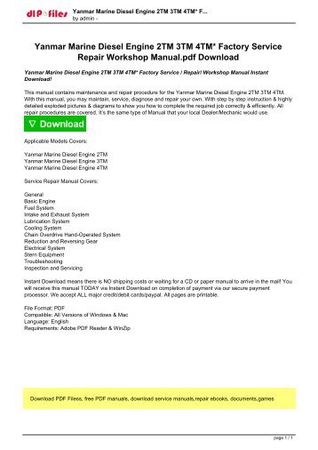 Yanmar Marine Diesel Engine 2TM 3TM 4TM Factory Service  Repair Workshop Manual Instant Download!.pdf