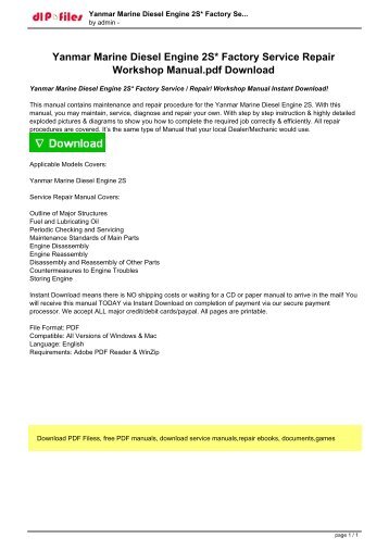 Yanmar Marine Diesel Engine 2S Factory Service  Repair Workshop Manual Instant Download!.pdf
