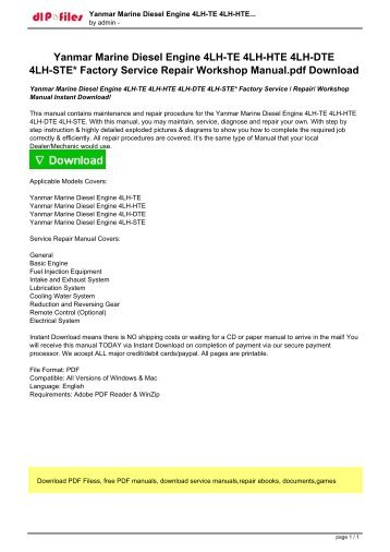 Yanmar Marine Diesel Engine 4LH-TE 4LH-HTE 4LH-DTE 4LH-STE Factory Service  Repair Workshop Manual Instant Download!.pdf