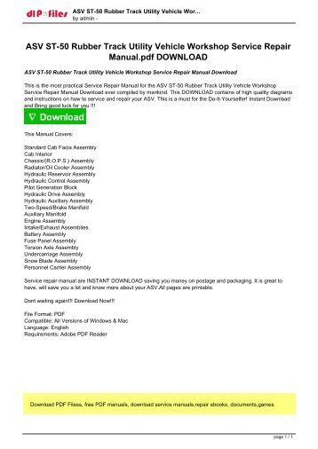 ASV ST-50 Rubber Track Utility Vehicle Workshop Service Repair Manual Download.pdf