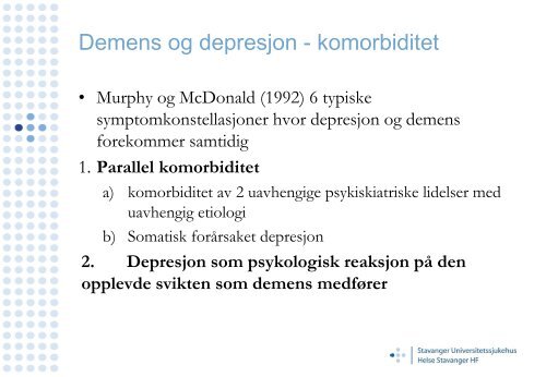 Depresjon ved demens - Helse Stavanger