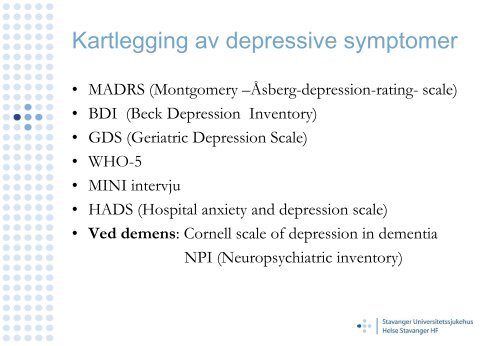 Depresjon ved demens - Helse Stavanger