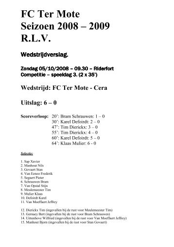 FC Ter Mote Seizoen 2008 – 2009 R.L.V.