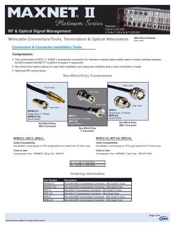 MAXNET II Connectors/Tools, Terminators & Optical ... - ATX Networks