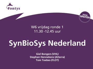 W6 Software-programma SynBioSys (pdf) - Nederlands instituut ...