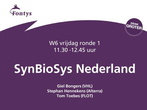 W6 Software-programma SynBioSys (pdf) - Nederlands instituut ...