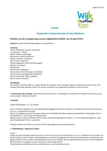 notulen wijkplatform 18 april 2013 - Nieuwegeinsewijken.nl