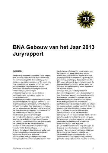 BNA Gebouw van het Jaar 2013 Juryrapport