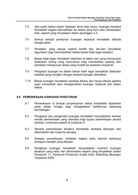 garis panduan bekas buangan terjadual yang tidak tegar